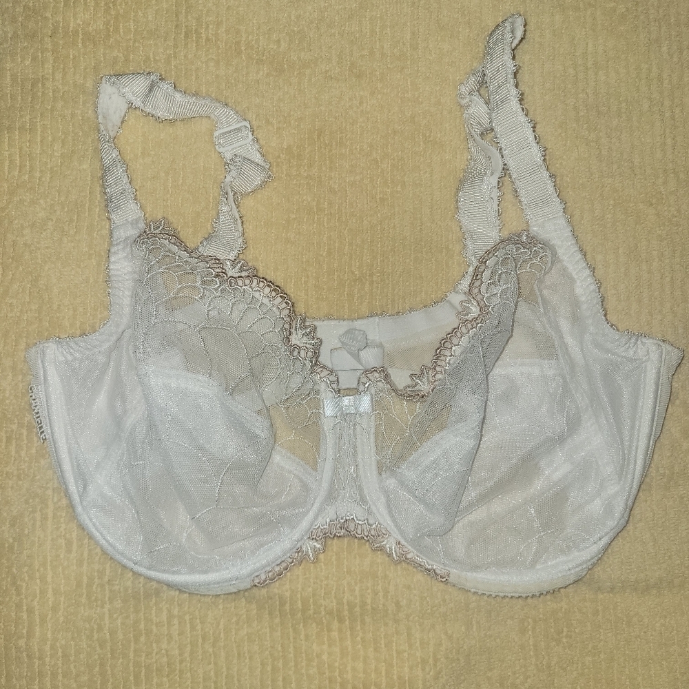 Chantelle White Lace‎ Icone Underwire Bra Full Coverage